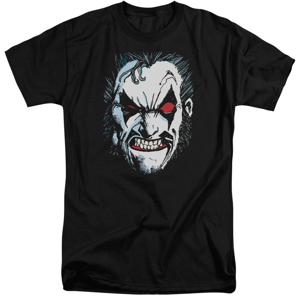 Justice League in Lo Face Mens Tall T Shirt Black