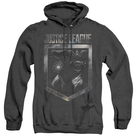 Justice League Movie Shield Of Emblems Heather Mens Hoodie Black