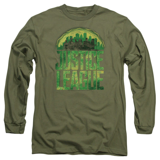 Justice League Movie Kryptonite Mens Long Sleeve Shirt Military Green Officially Licensed