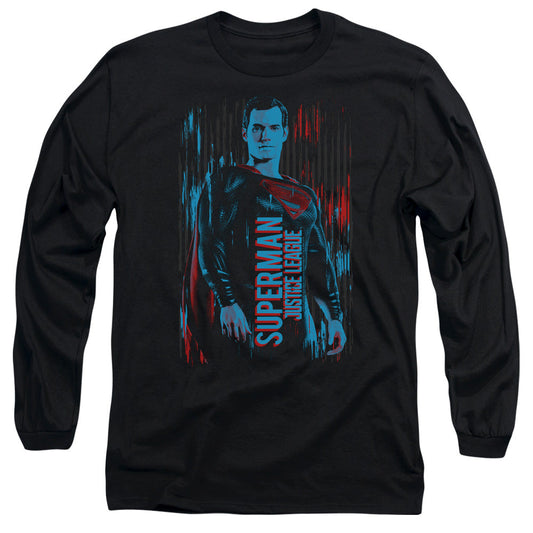 Justice League Movie Superman Mens Long Sleeve Shirt Black Officially Licensed