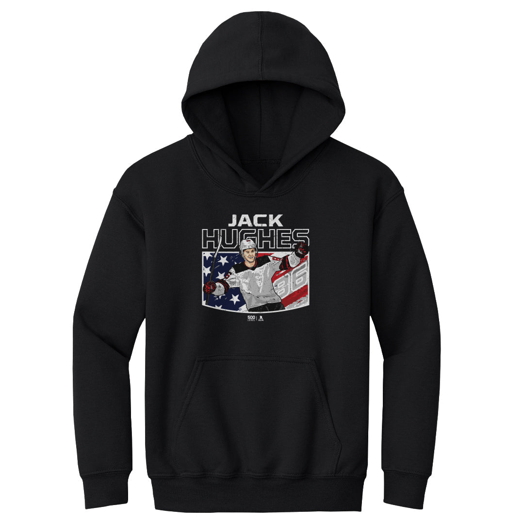 Jack Hughes New Jersey American Flag WHT