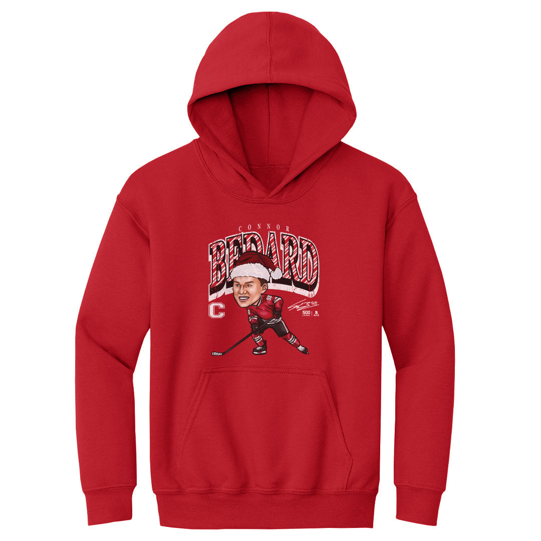 Connor Bedard Chicago Cartoon Santa Hat WHT