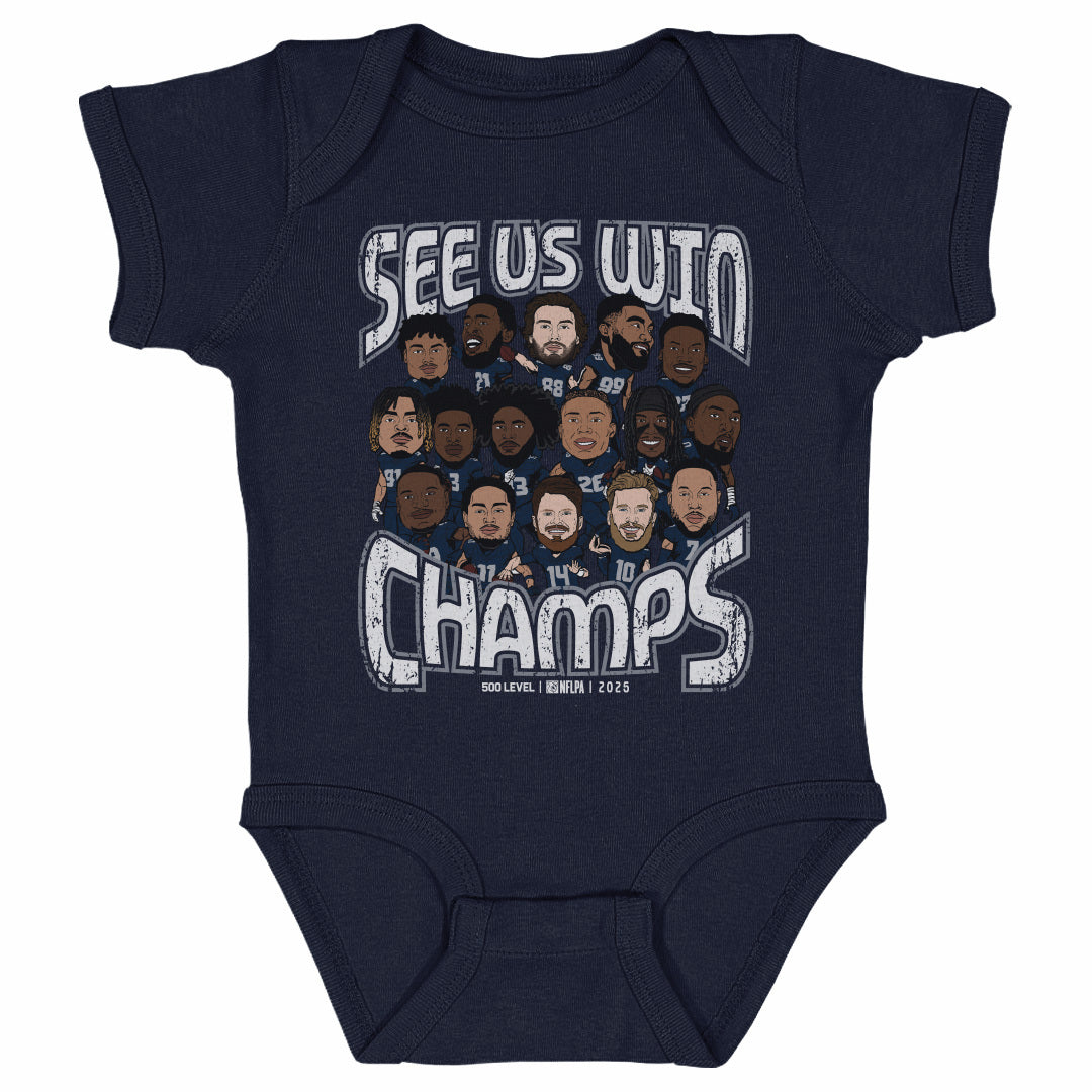 Seattle Football 2025 Champs Cartoon WHT