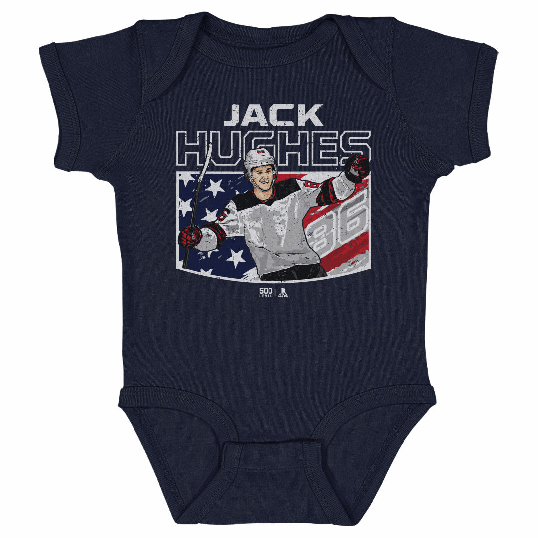 Jack Hughes New Jersey American Flag WHT