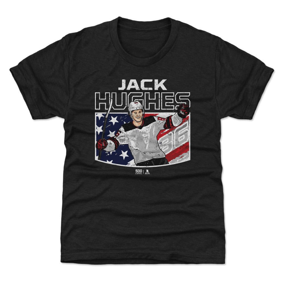 Jack Hughes New Jersey American Flag WHT