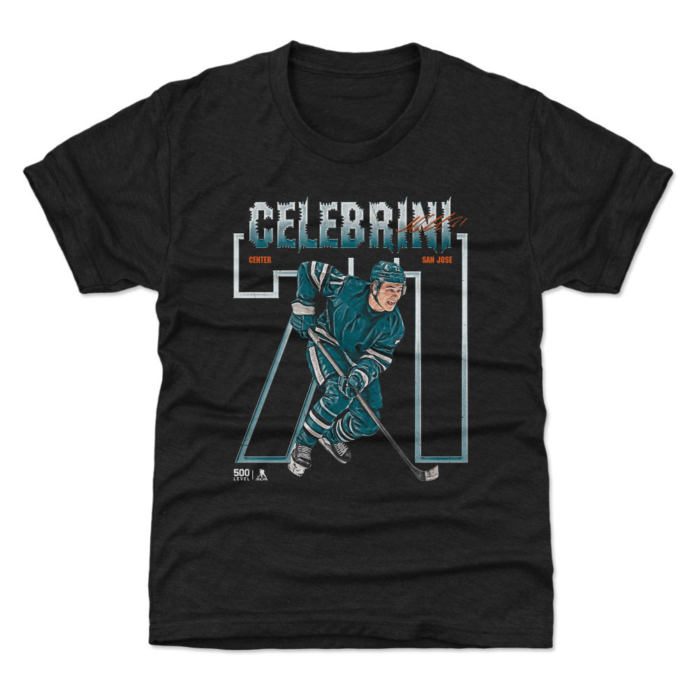 Macklin Celebrini San Jose Number Outline WHT