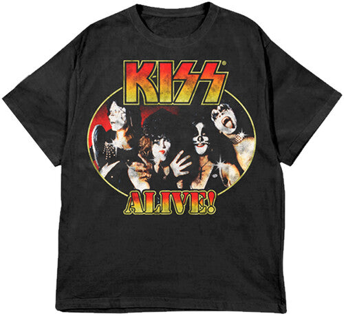 Kiss KISS Alive! Portrait Black Unisex Short Sleeve T-shirt 2XL (XX Large Shirt, Black) Mens T Shirt