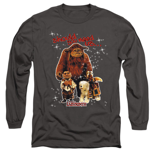 Labyrinth Should You Need Us Mens Long Sleeve Shirt Charcoal Officially Licensed