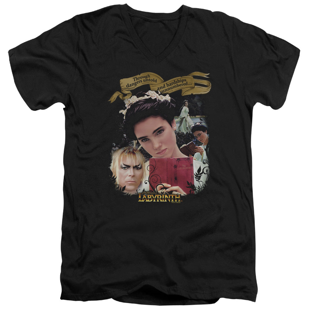 Labyrinth Dangers Untold Mens Slim Fit V-Neck T Shirt Black