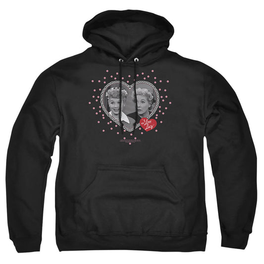 I Love Lucy Hearts And Dots Mens Hoodie Black