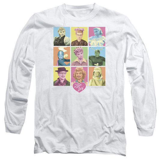 I Love Lucy So Many Faces Mens Long Sleeve Shirt White Officially Licensed