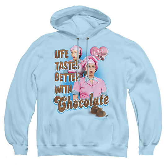 I Love Lucy Better With Chocolate Mens Hoodie Light Blue