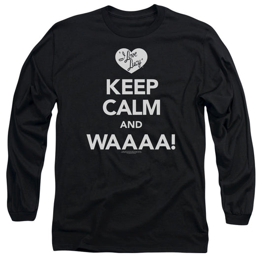 I Love Lucy Keep Calm Waaa Mens Long Sleeve Shirt Black Officially Licensed