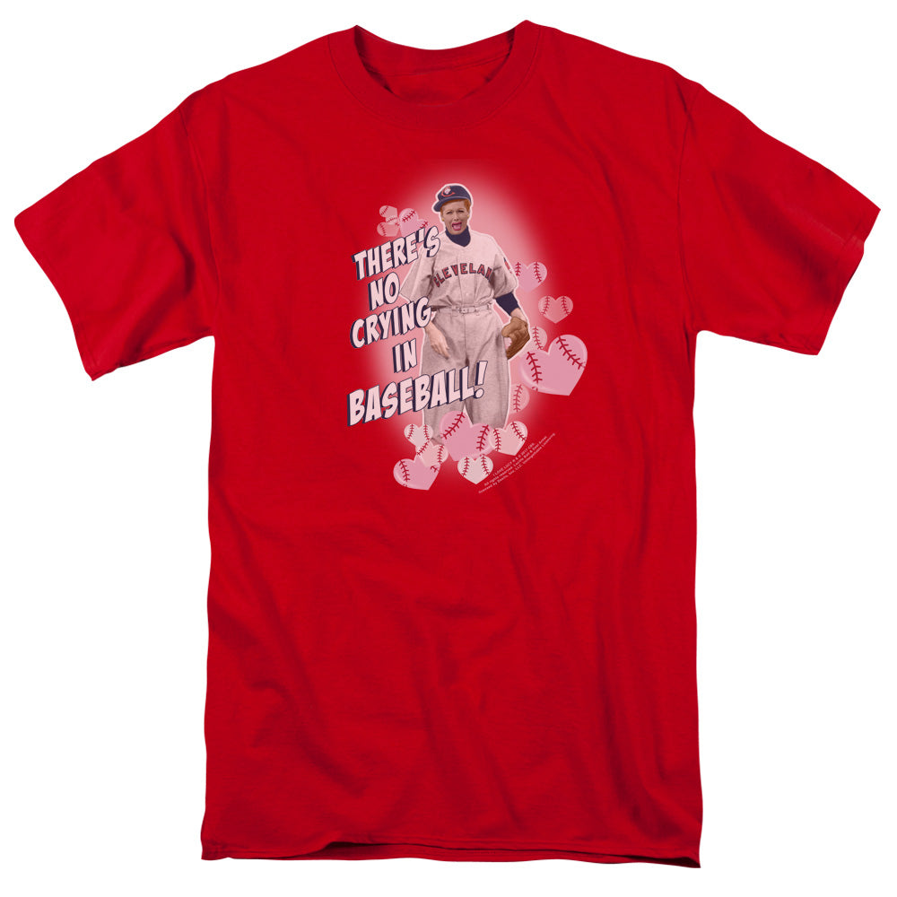 I Love Lucy No Crying In Baseball Mens T Shirt Red