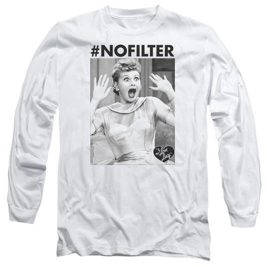 I Love Lucy No Filter Mens Long Sleeve Shirt White Officially Licensed