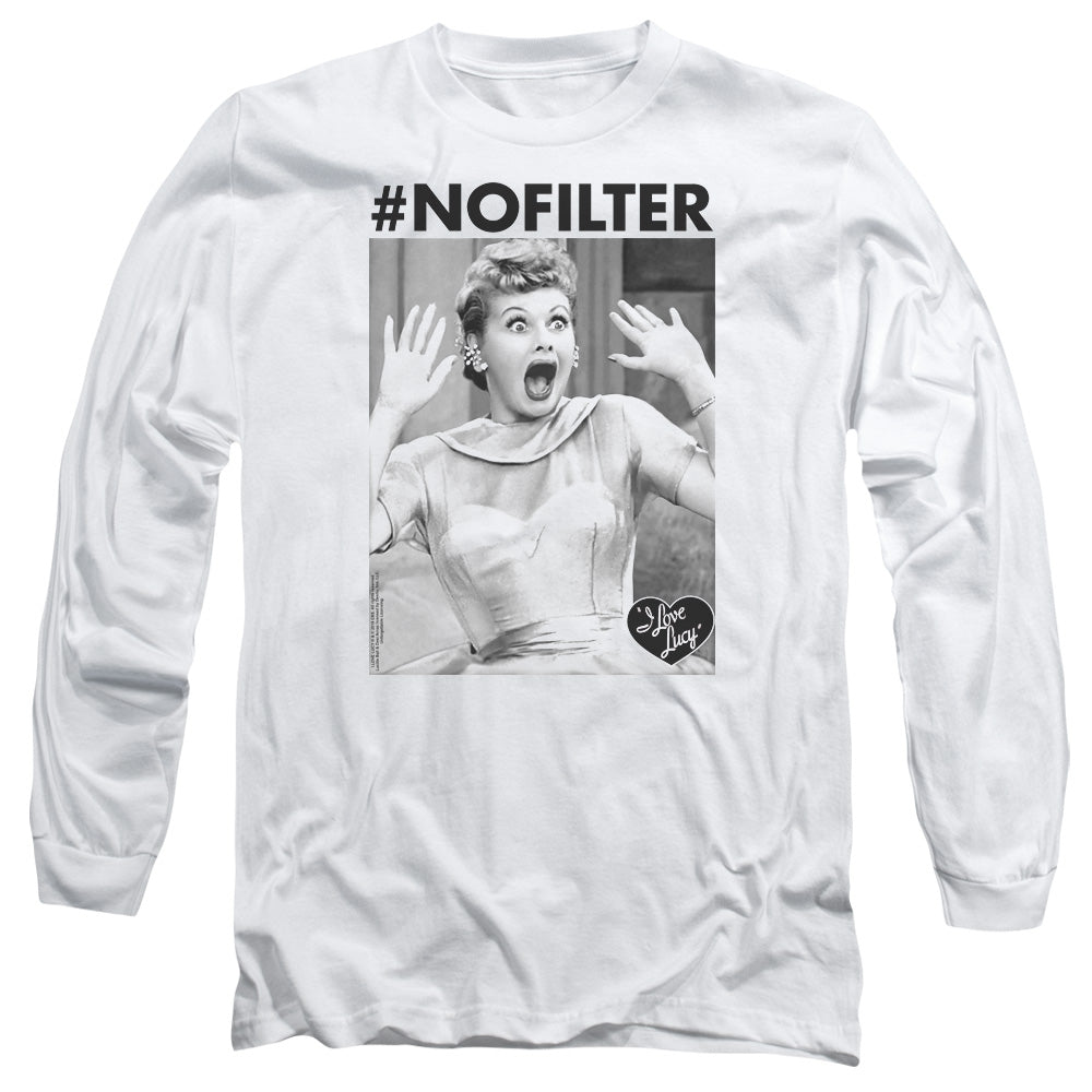 I Love Lucy No Filter Mens Long Sleeve Shirt White Officially Licensed