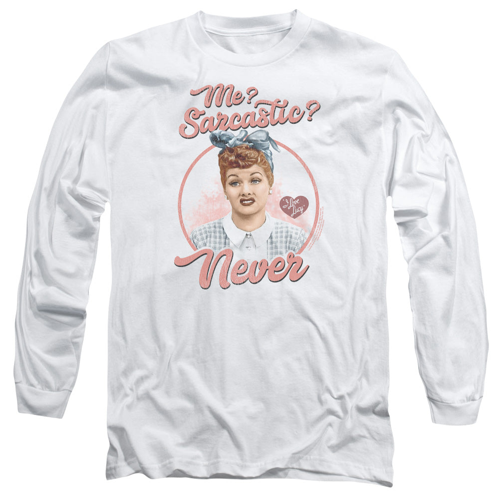 I Love Lucy Sarcastic Mens Long Sleeve Shirt White Officially Licensed