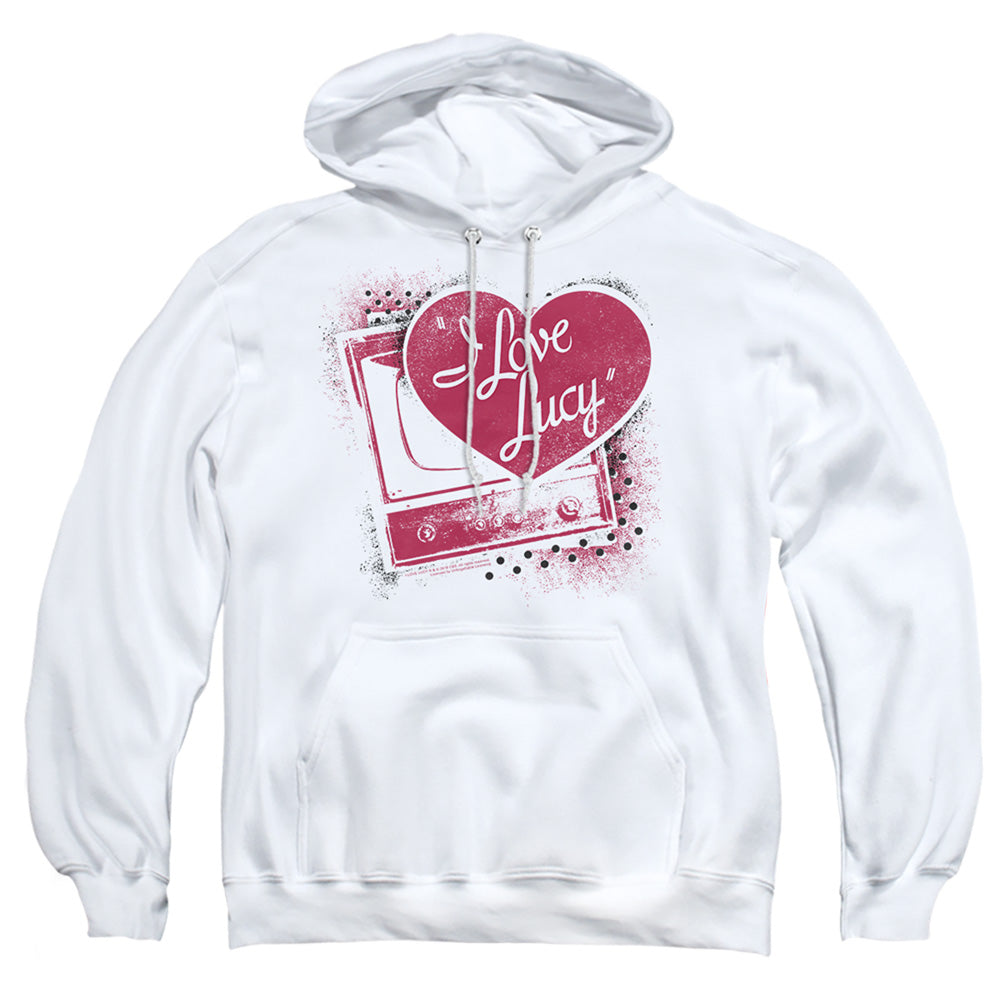 I Love Lucy Spray Paint Heart Mens Hoodie White