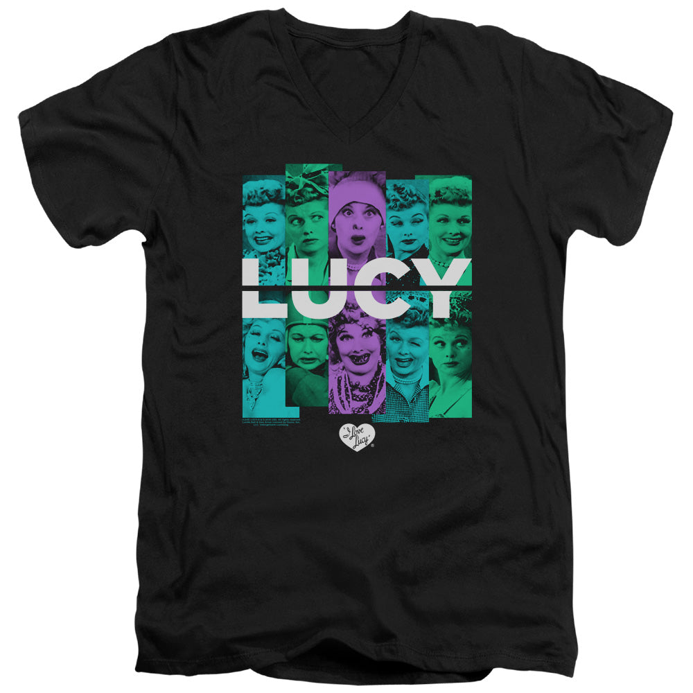 I Love Lucy Shades of Lucy Mens Slim Fit V-Neck T Shirt Black