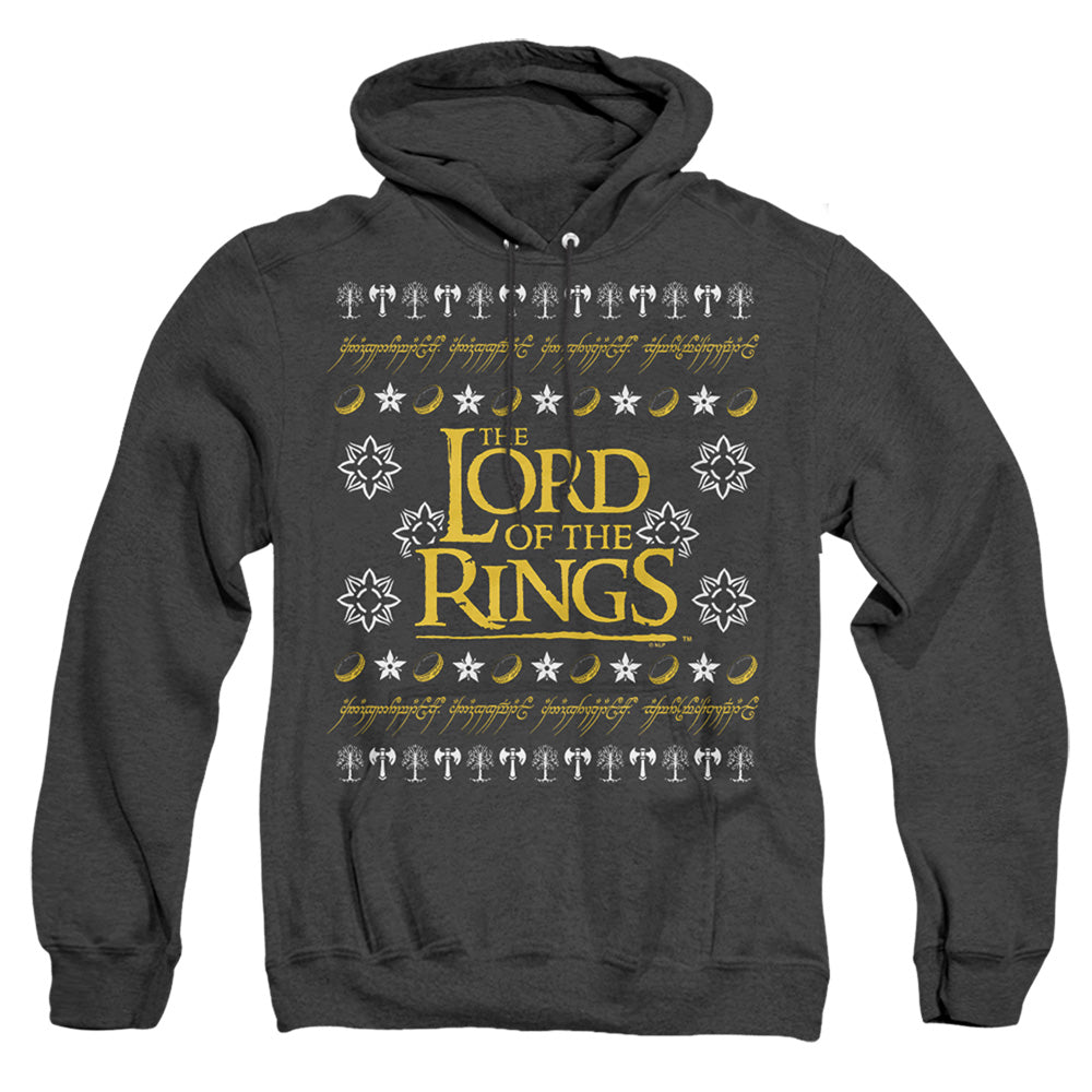 Lord Of The Rings Ugly Christmas Logo Heather Mens Hoodie Black