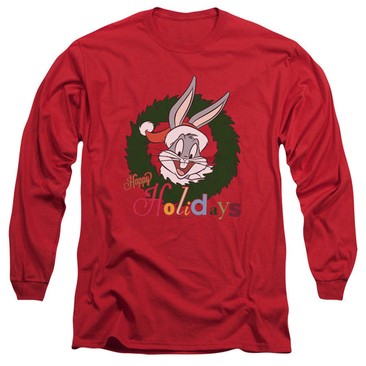 Looney Tunes Holiday Bunny Mens Long Sleeve Shirt Red Officially Licensed