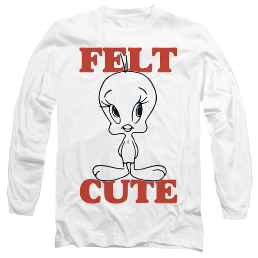 Looney Tunes Felt Cute Mens Long Sleeve Shirt White Officially Licensed