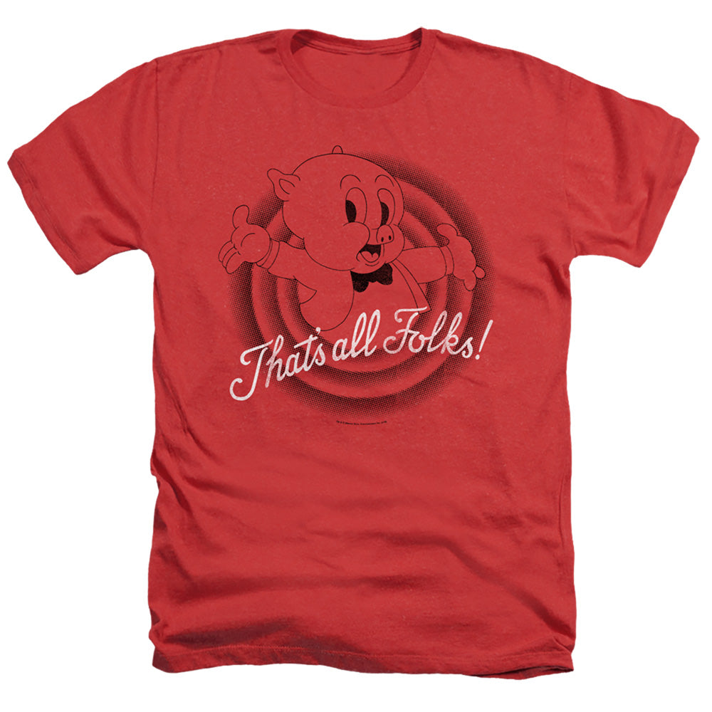 Looney Tunes Thats All Folks Heather Mens T Shirt Red