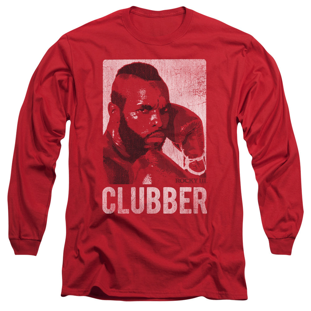 Rocky Iii Clubber Lang Mens Long Sleeve Shirt Red Officially Licensed
