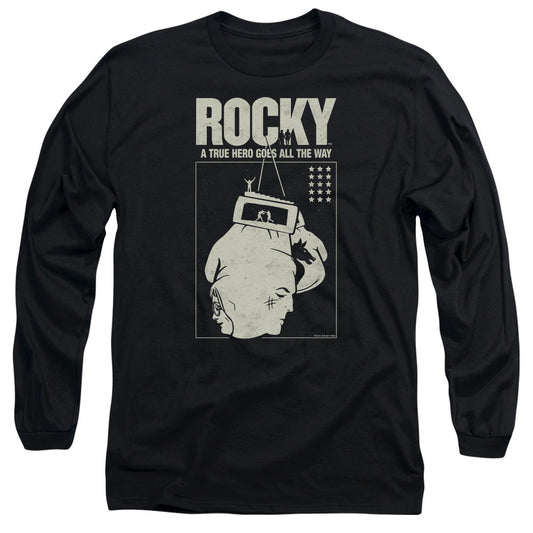Rocky The Hero Mens Long Sleeve Shirt Black Officially Licensed