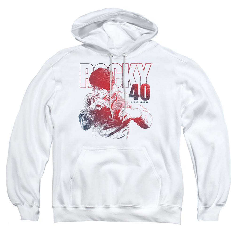 Rocky 40 Years Strong Mens Hoodie White