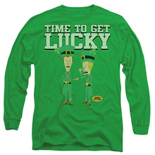 Load image into Gallery viewer, Beavis And Butthead St. Patrick'S Day Getting Lucky Mens Long Sleeve Shirt Kelly Green