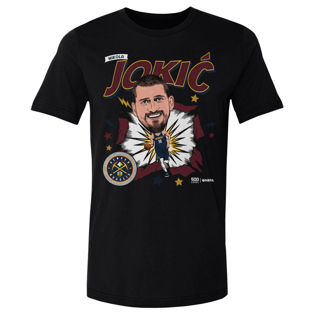 Nikola Jokic Denver Nuggets Caricature Retro WHT