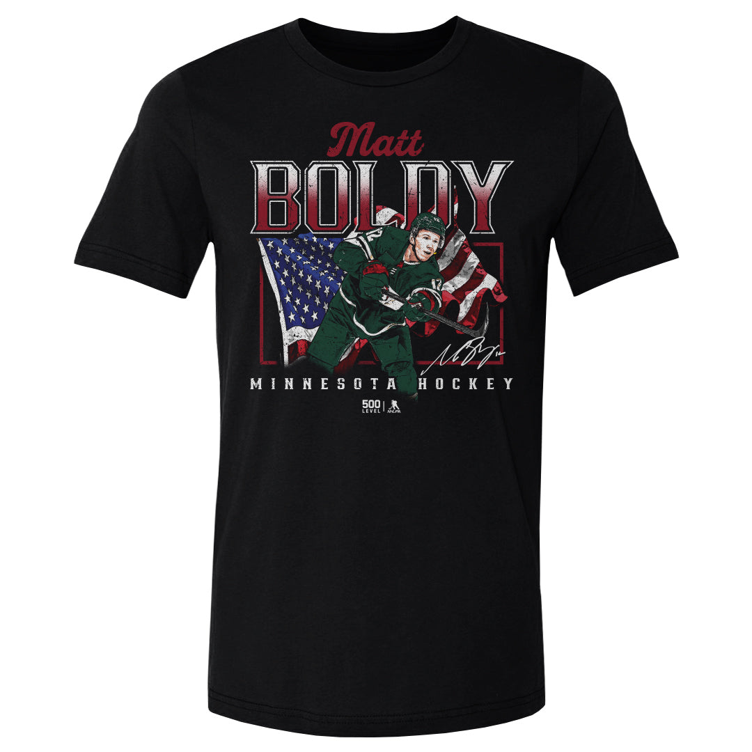 Matt Boldy Minnesota USA Flag WHT