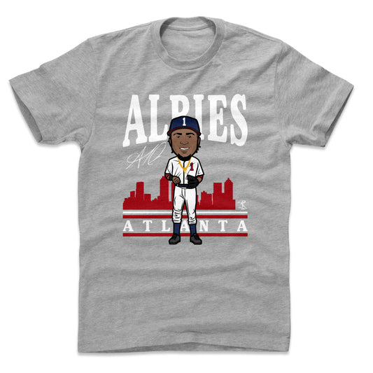 Ozzie Albies Toon R WHT Mens T Shirt 500 Level Officially Licensed Fan Gear