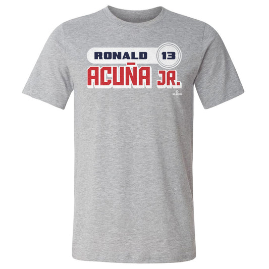 Ronald Acuna Jr. Retro Font WHT Mens T Shirt 500 Level Officially Licensed Fan Gear