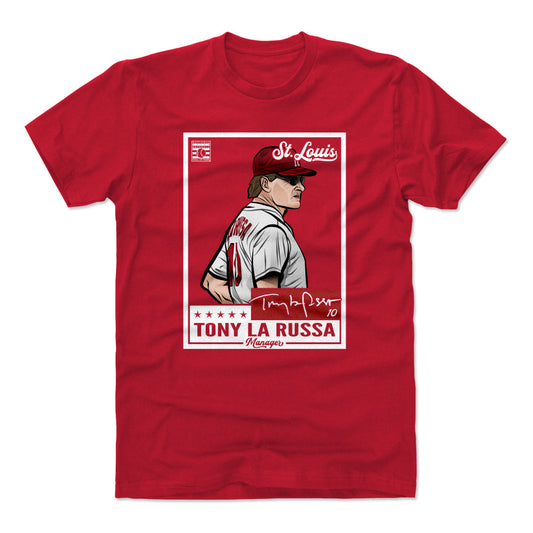 Tony La Russa Throwback Card WHT Mens T Shirt 500 Level Officially Licensed Fan Gear