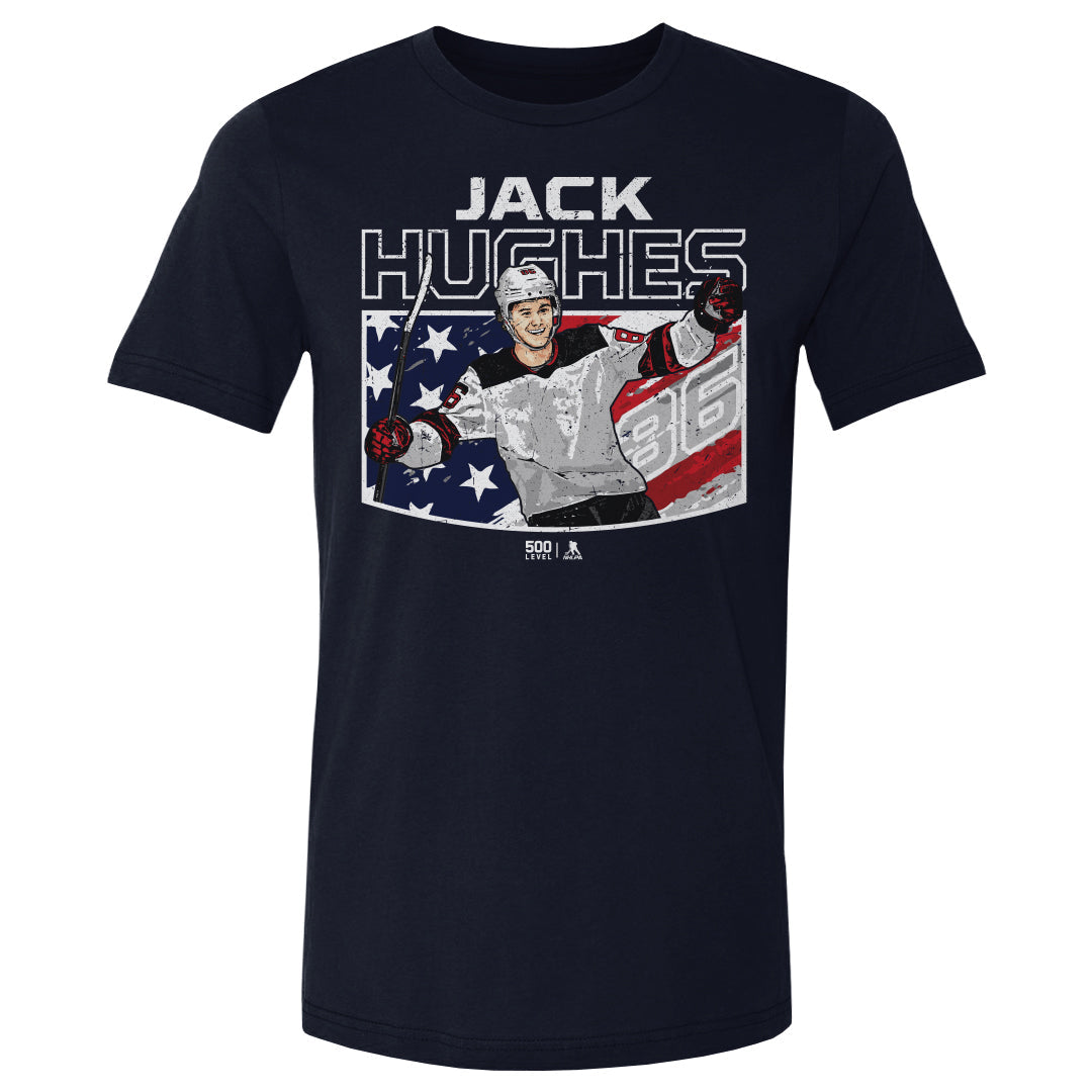 Jack Hughes New Jersey American Flag WHT