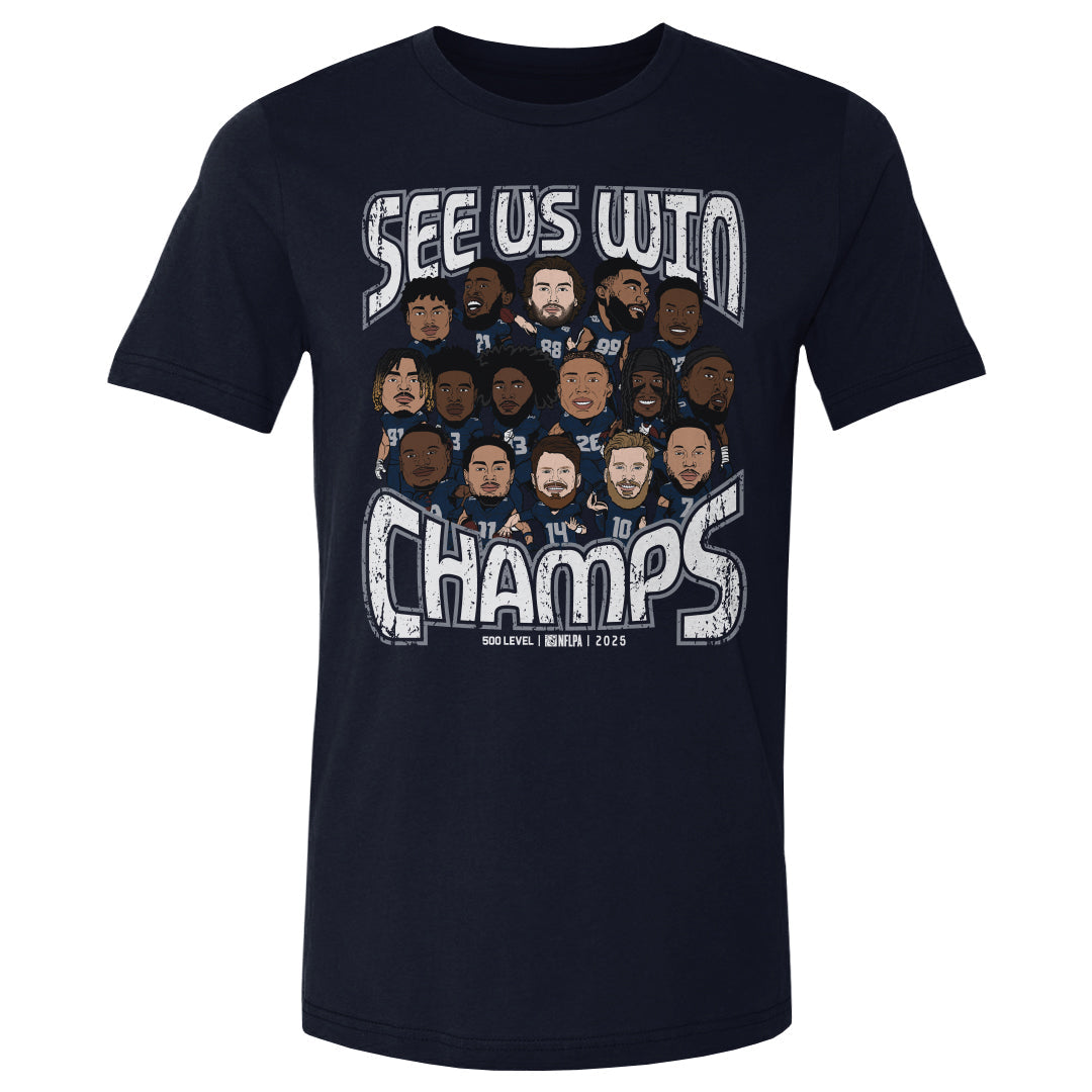 Seattle Football 2025 Champs Cartoon WHT