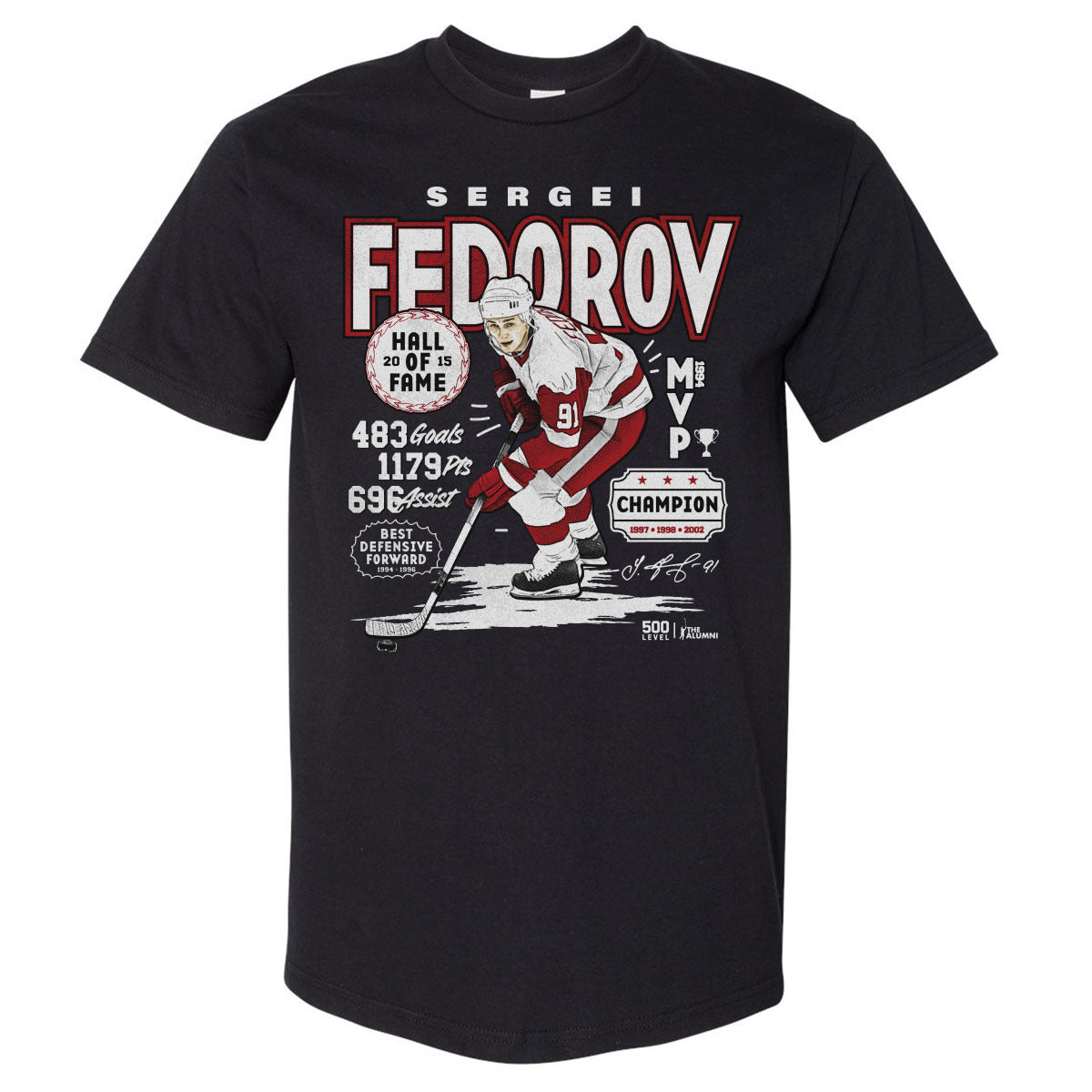 Sergei Fedorov Detroit Vintage Stats WHT
