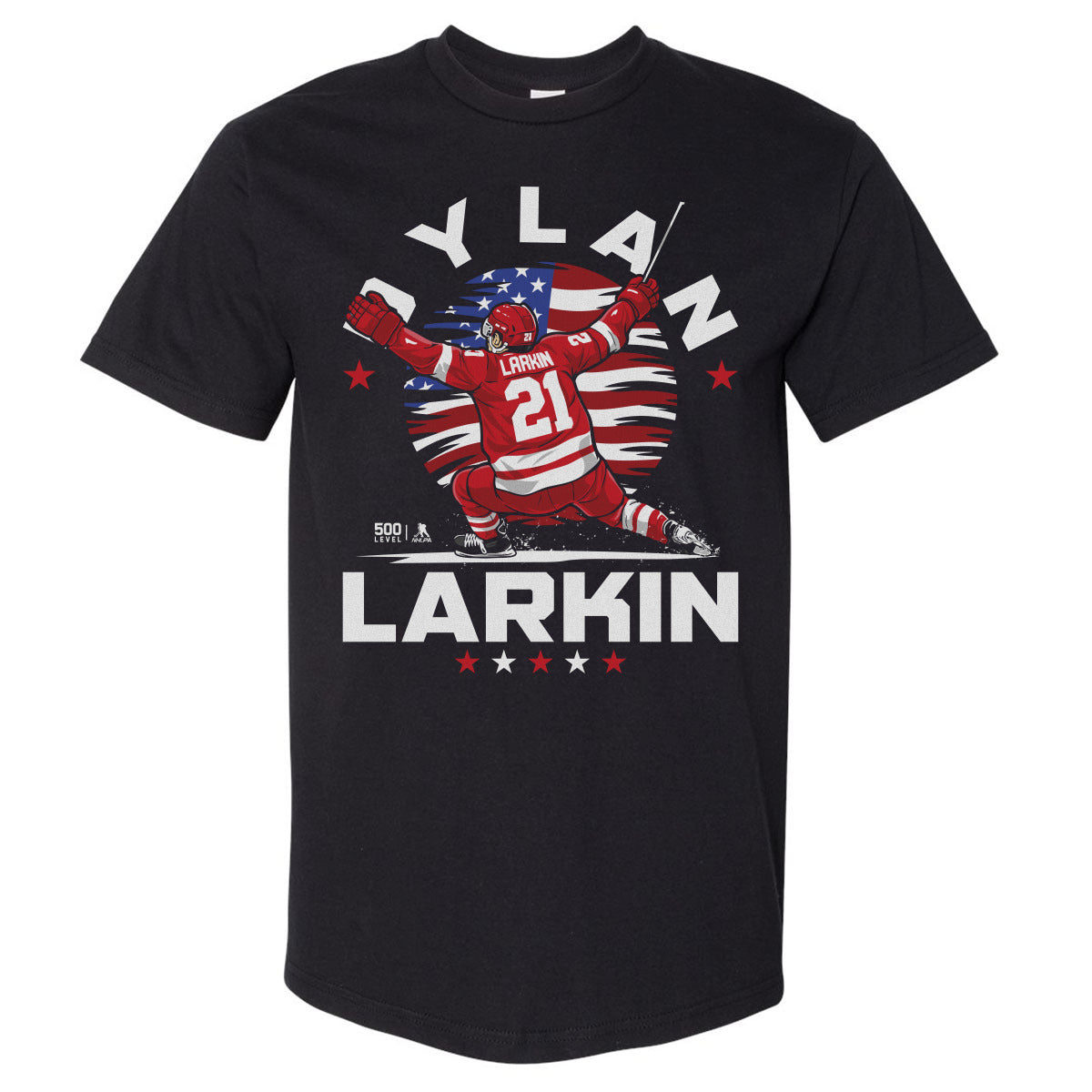 Dylan Larkin Detroit USA Flag Celebration WHT