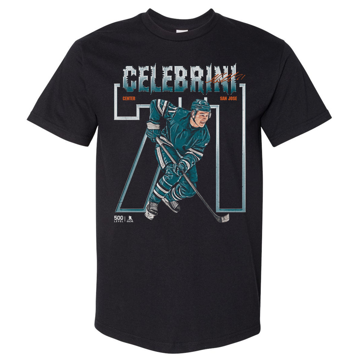 Macklin Celebrini San Jose Number Outline WHT