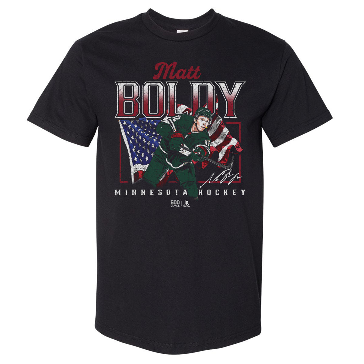 Matt Boldy Minnesota USA Flag WHT