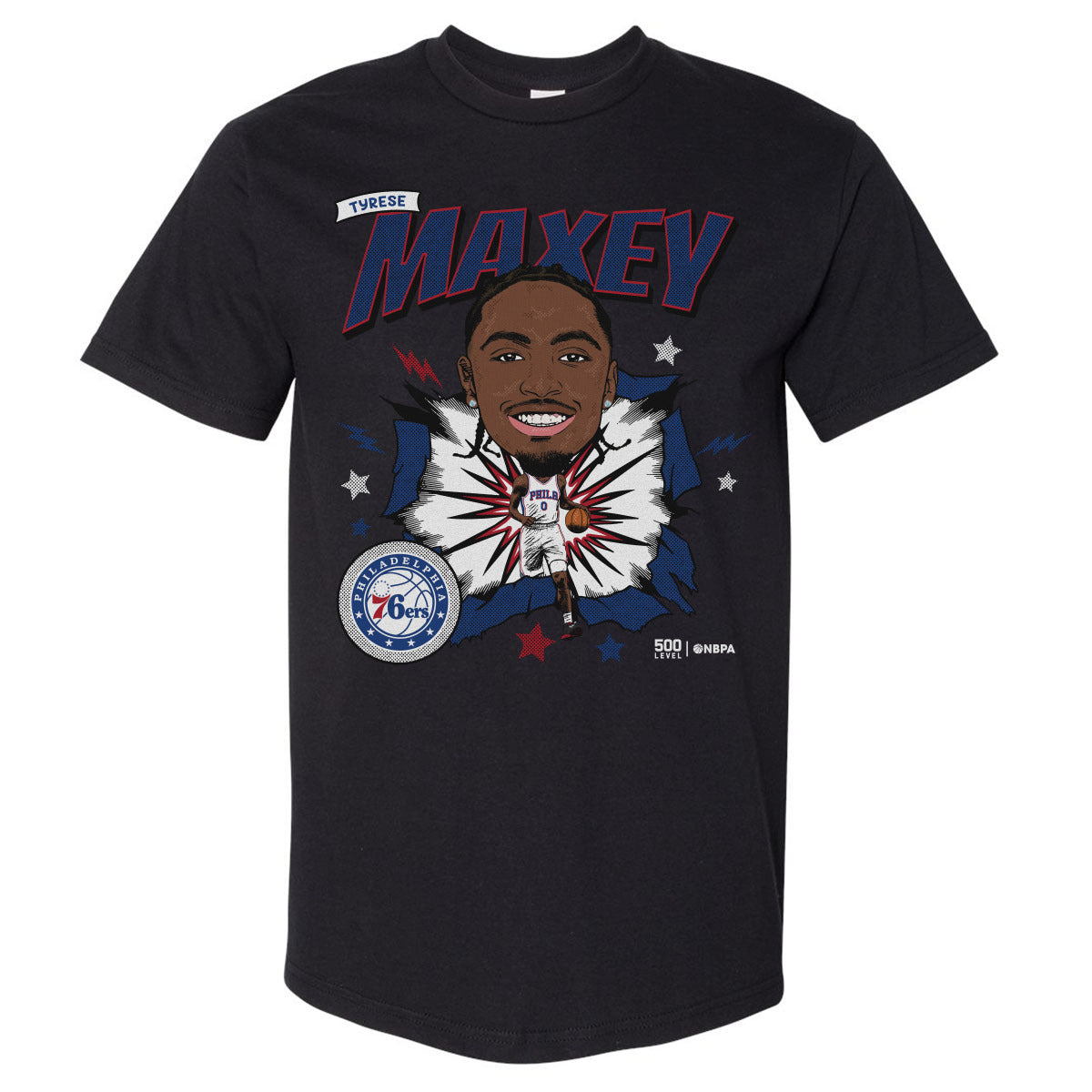 Tyrese Maxey Philadelphia 76ers Caricature WHT