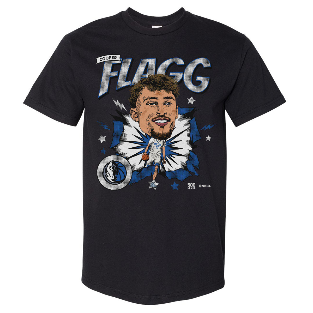 Cooper Flagg Dallas Mavericks Caricature WHT