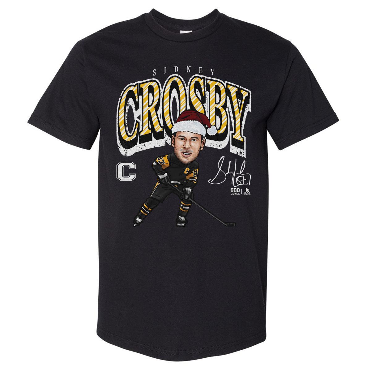 Sidney Crosby Pittsburgh Cartoon Santa Hat WHT