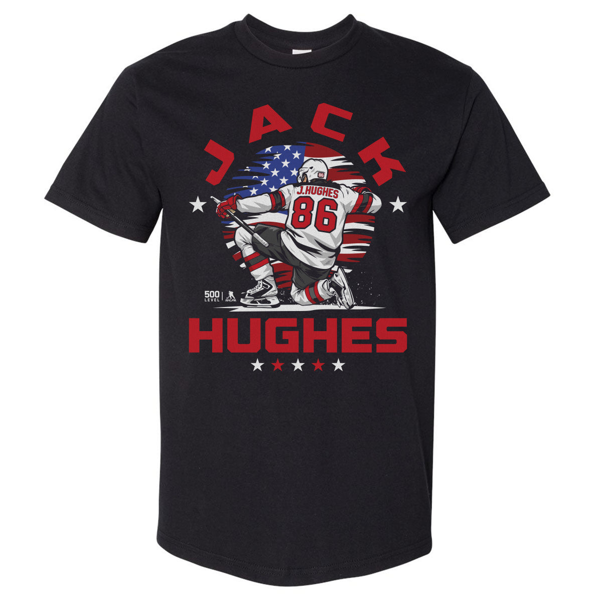 Jack Hughes New Jersey USA Flag Celebration WHT