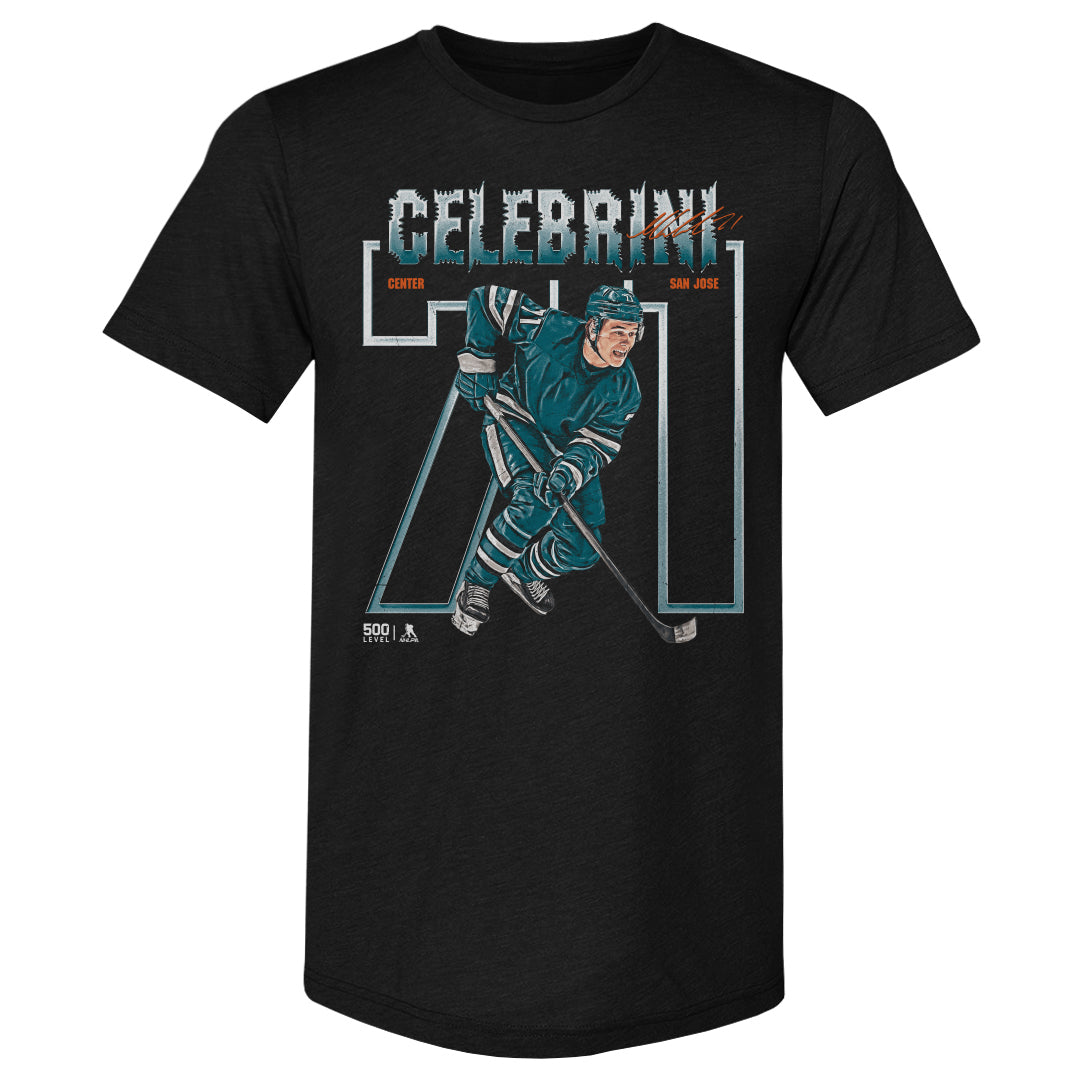 Macklin Celebrini San Jose Number Outline WHT