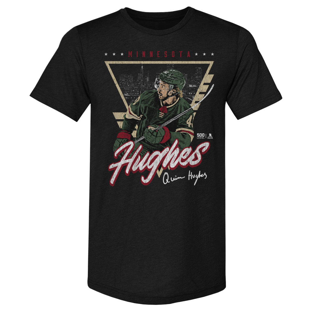 Quinn Hughes Minnesota Triangle Retro WHT