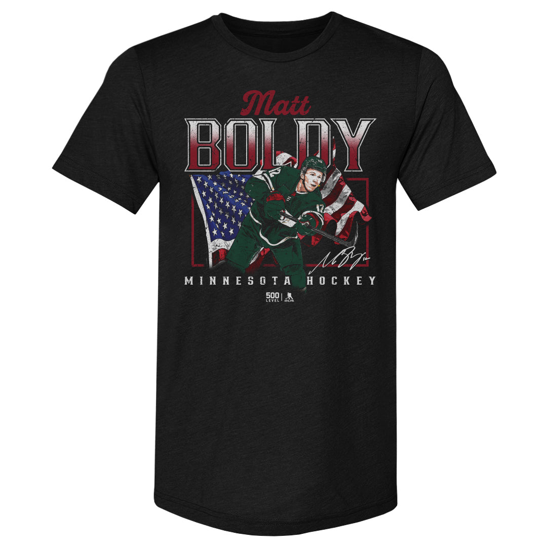 Matt Boldy Minnesota USA Flag WHT