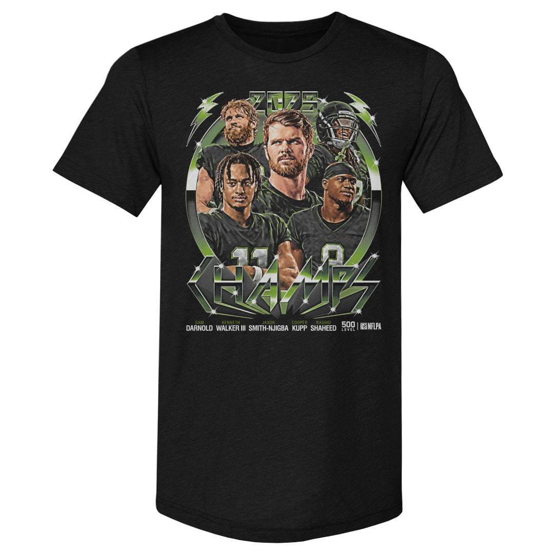 Seattle Football 2025 Champs Vintage Neon WHT